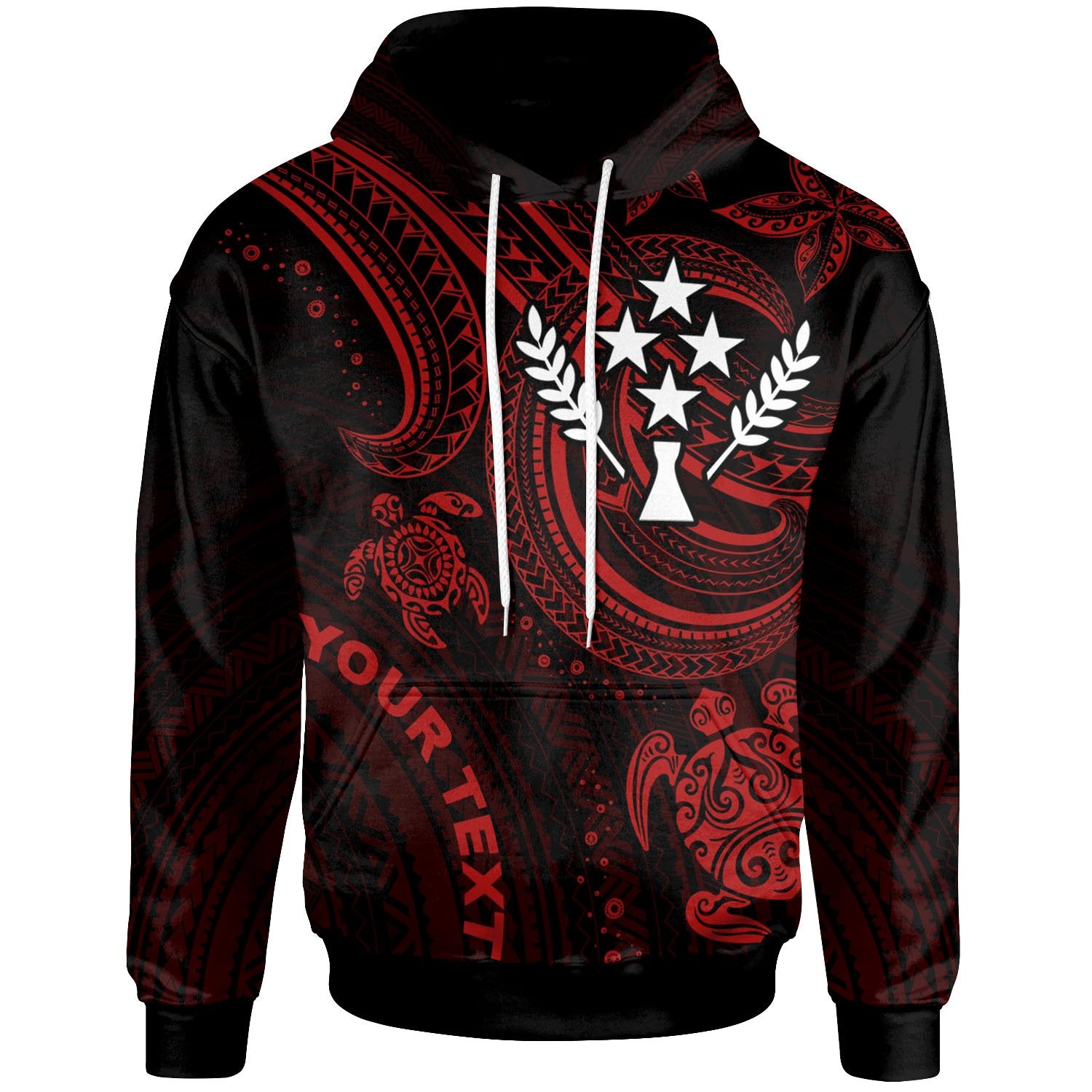 Kosrae Custom Hoodie Red Turtle Unisex Red - Polynesian Pride