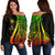 New Caledonia Women's Off Shoulder Sweater - Reggae Polynesian Tentacle Tribal Pattern Art - Polynesian Pride