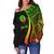 Tahiti Custom Personalised Women's Off Shoulder Sweater - Reggae Polynesian Tentacle Tribal Pattern - Polynesian Pride