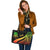 Tuvalu Large Leather Tote Bag - Reggae Polynesian Tentacle Tribal Pattern - Polynesian Pride