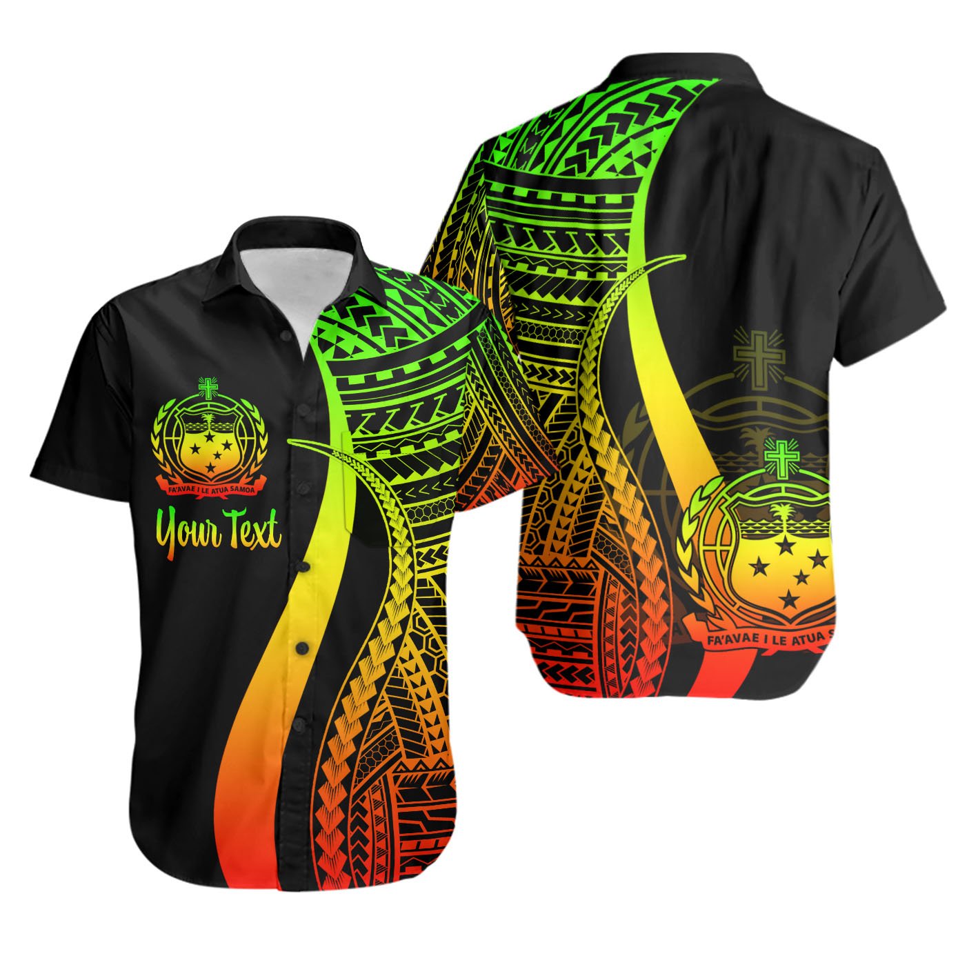 Samoa Custom Personalised Short Sleeve Shirts - Reggae Polynesian Tentacle Tribal Pattern Unisex Reggae - Polynesian Pride