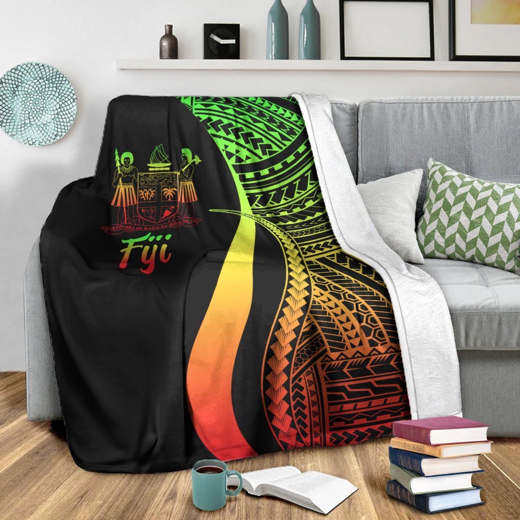 Fiji Premium Blanket - Reggae Polynesian Tentacle Tribal Pattern Crest - Polynesian Pride
