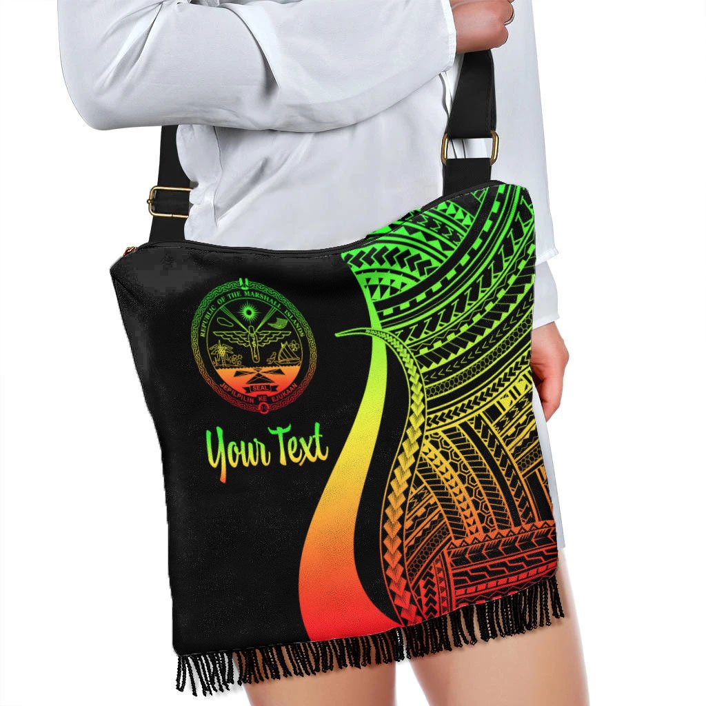 Marshall Islands Custom Personalised Boho Handbag - Reggae Polynesian Tentacle Tribal Pattern Crest - Polynesian Pride