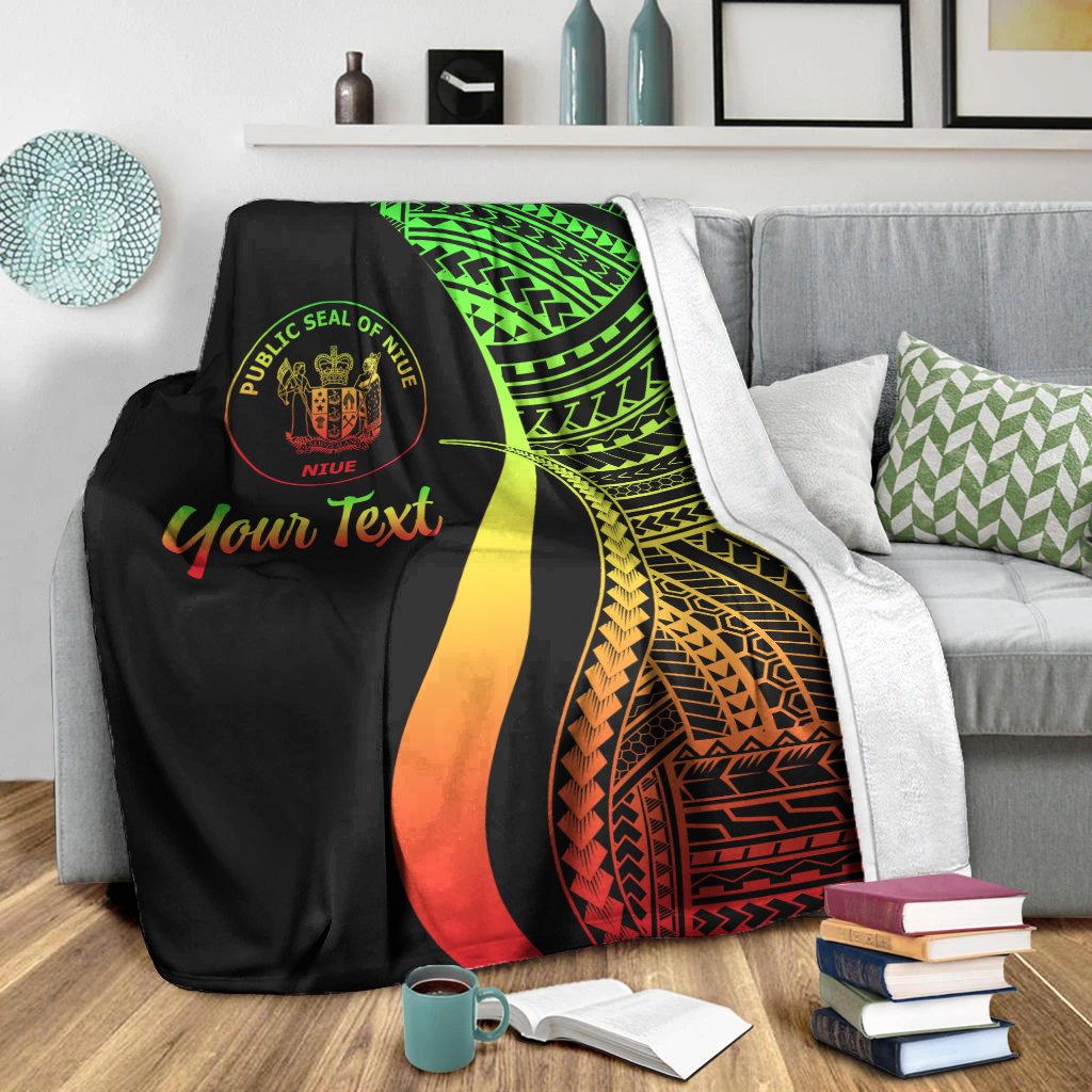 Niue Custom Personalised Premium Blanket - Reggae Polynesian Tentacle Tribal Pattern - Polynesian Pride