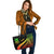 Tuvalu Large Leather Tote Bag - Reggae Polynesian Tentacle Tribal Pattern - Polynesian Pride
