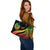 Tahiti Large Leather Tote Bag - Reggae Polynesian Tentacle Tribal Pattern - Polynesian Pride