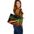 Kosrae Large Leather Tote Bag - Reggae Polynesian Tentacle Tribal Pattern - Polynesian Pride