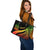 Vanuatu Large Leather Tote Bag - Reggae Polynesian Tentacle Tribal Pattern - Polynesian Pride