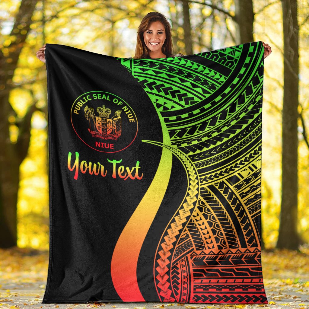 Niue Custom Personalised Premium Blanket - Reggae Polynesian Tentacle Tribal Pattern - Polynesian Pride