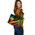 Wallis And Futuna Large Leather Tote Bag - Reggae Polynesian Tentacle Tribal Pattern - Polynesian Pride