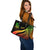 Tuvalu Large Leather Tote Bag - Reggae Polynesian Tentacle Tribal Pattern - Polynesian Pride