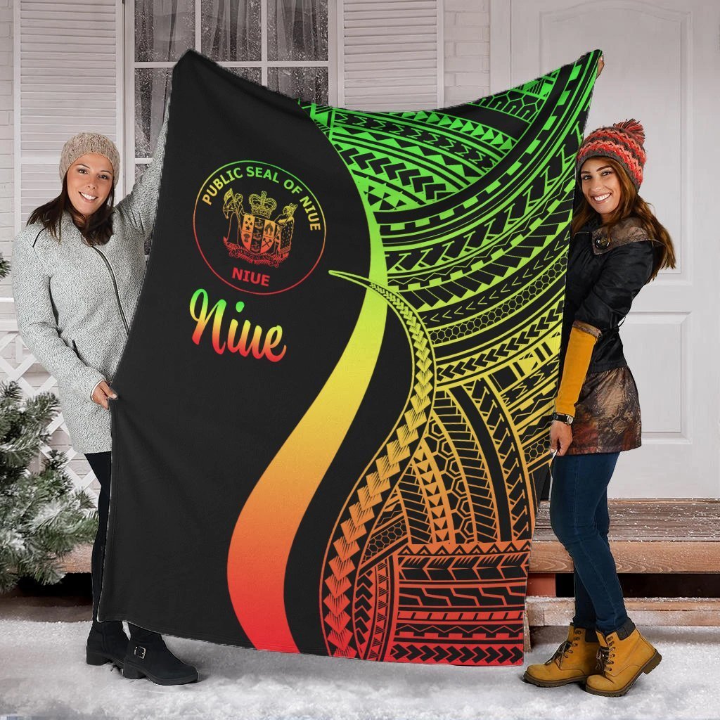 Niue Premium Blanket - Reggae Polynesian Tentacle Tribal Pattern White - Polynesian Pride