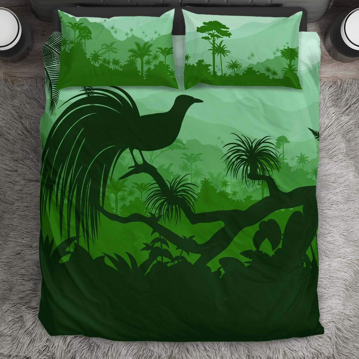 Papua New Guinea Duvet Cover Set - Forest Bird Painting - Polynesian Pride