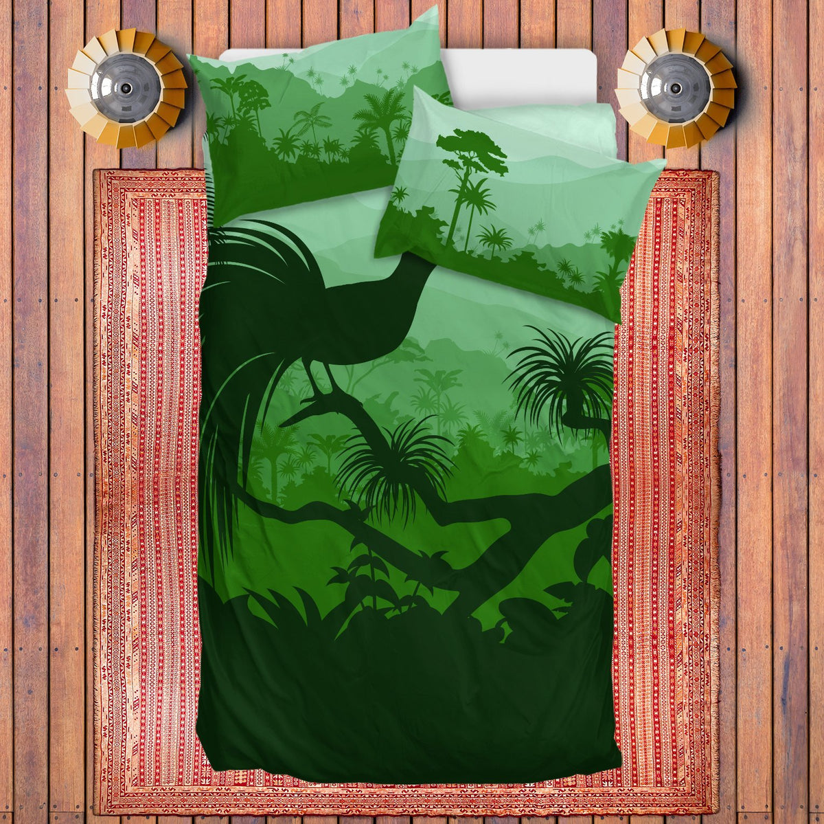 Papua New Guinea Duvet Cover Set - Forest Bird Painting - Polynesian Pride