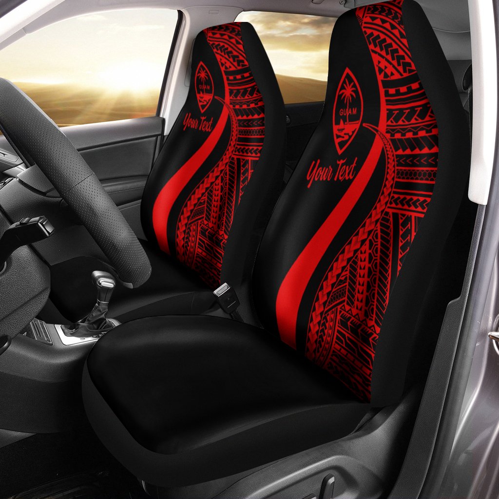 Guam Custom Personalised Car Seat Covers - Red Polynesian Tentacle Tribal Pattern Universal Fit Red - Polynesian Pride