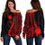 Nauru Custom Personalised Women's Off Shoulder Sweater - Red Polynesian Tentacle Tribal Pattern Red - Polynesian Pride