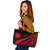 Nauru Large Leather Tote Bag - Red Polynesian Tentacle Tribal Pattern Red - Polynesian Pride