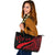 Kosrae Large Leather Tote Bag - Red Polynesian Tentacle Tribal Pattern Red - Polynesian Pride