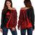 Tokelau Custom Personalised Women's Off Shoulder Sweater - Red Polynesian Tentacle Tribal Pattern Red - Polynesian Pride