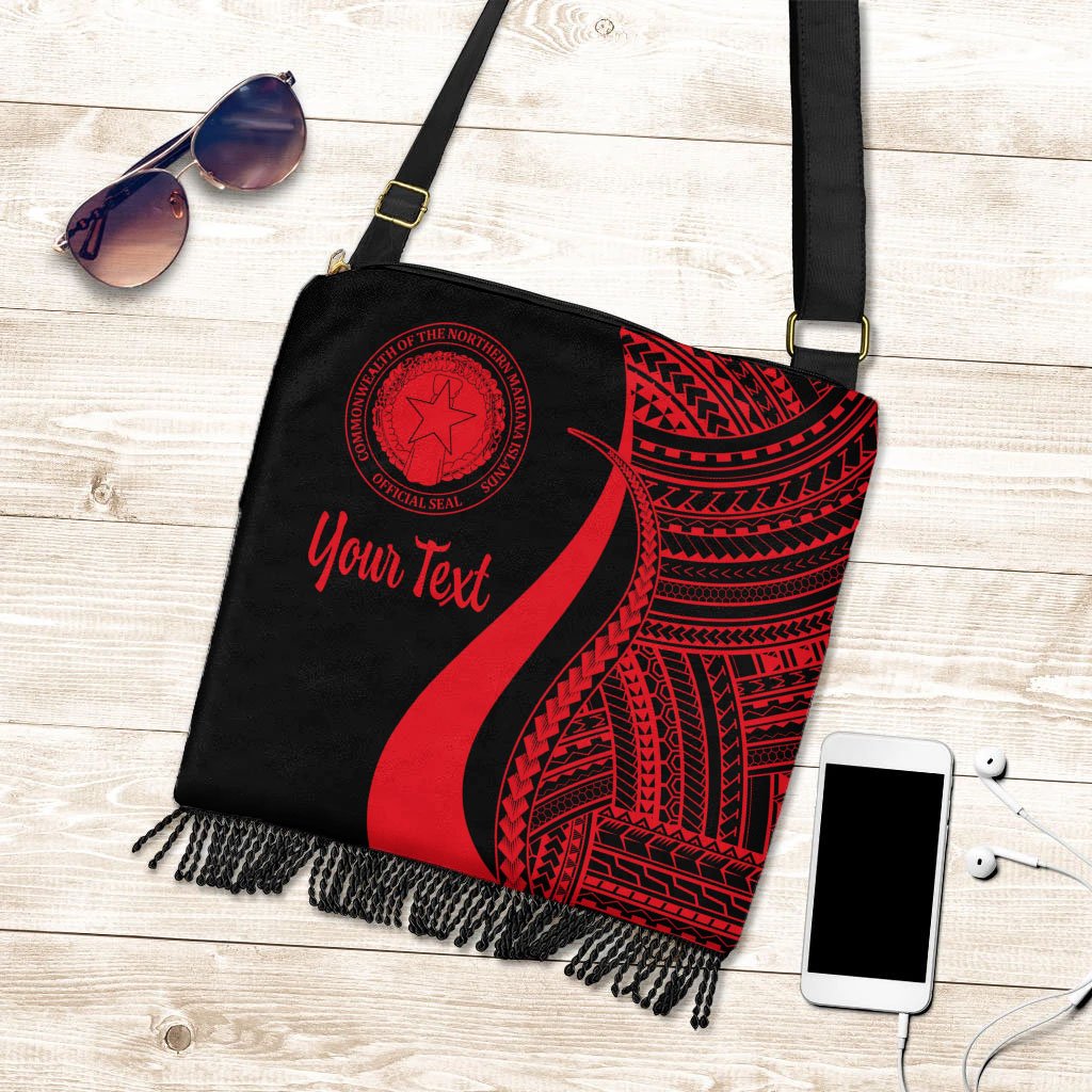 Northern Mariana Islands Custom Personalised Boho Handbag - Red Polynesian Tentacle Tribal Pattern Boho Handbag One Size Red - Polynesian Pride