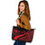 Hawaii Large Leather Tote Bag - Red Polynesian Tentacle Tribal Pattern Red - Polynesian Pride