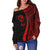 Tonga Women's Off Shoulder Sweater - Red Polynesian Tentacle Tribal Pattern - Polynesian Pride