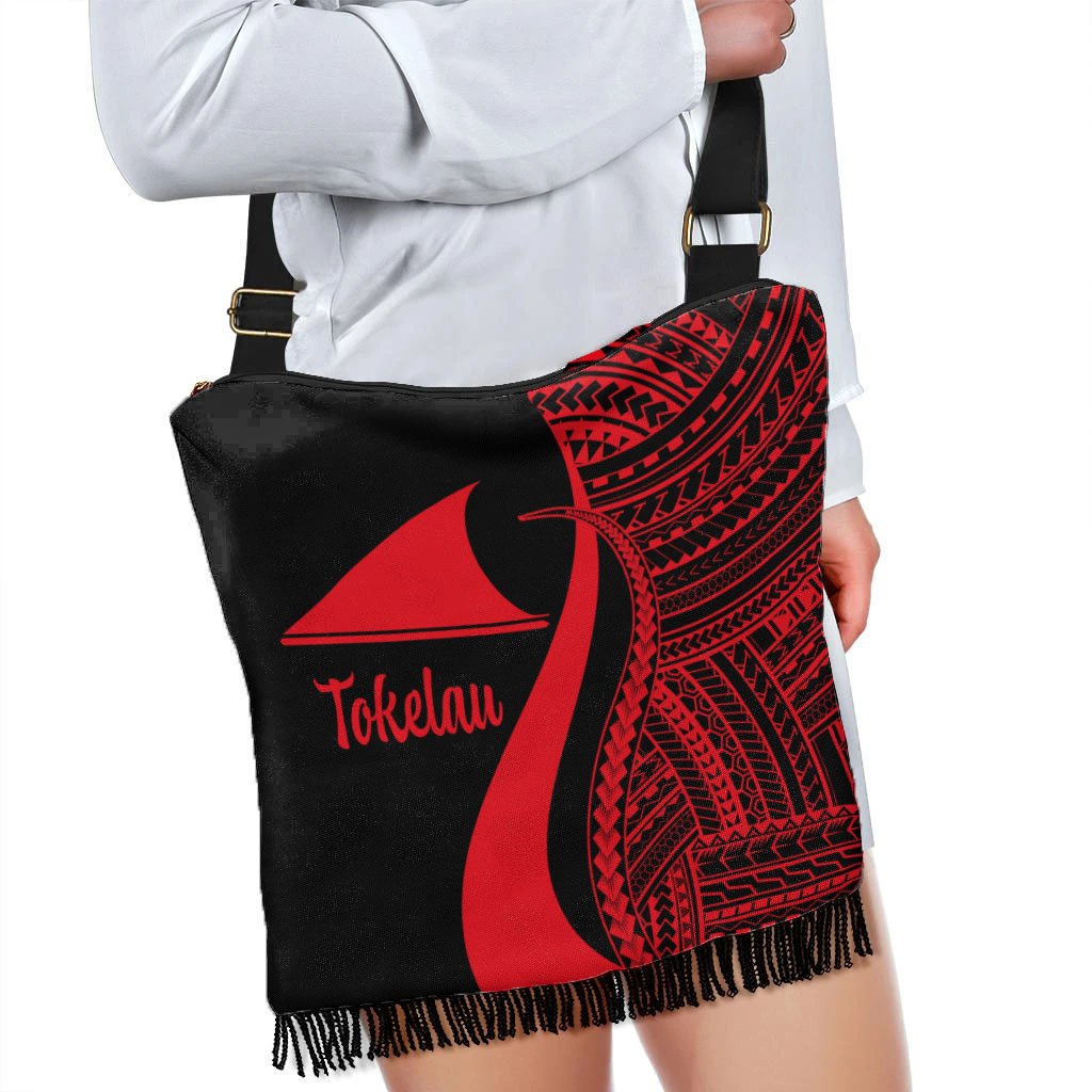 Tokelau Boho Handbag - Red Polynesian Tentacle Tribal Pattern - Polynesian Pride