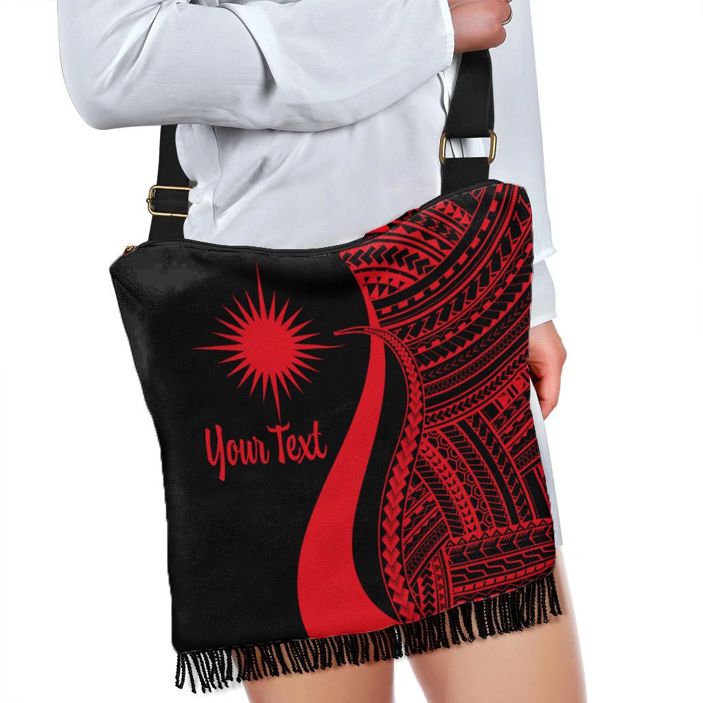 Marshall Islands Custom Personalised Boho Handbag - Red Polynesian Tentacle Tribal Pattern - Polynesian Pride