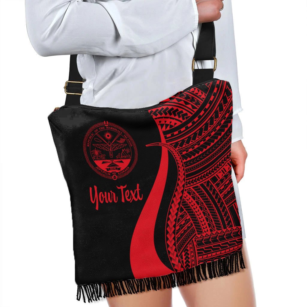 Marshall Islands Custom Personalised Boho Handbag - Red Polynesian Tentacle Tribal Pattern Crest - Polynesian Pride
