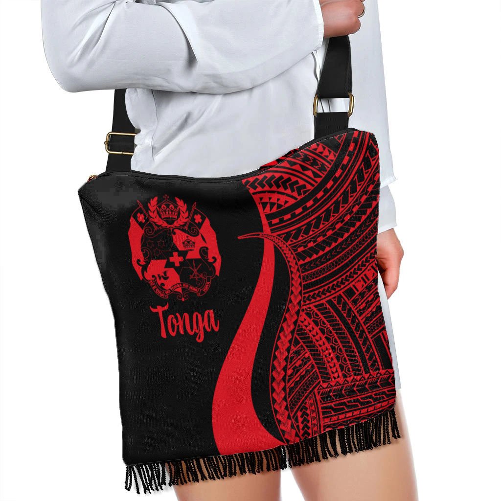 Tonga Boho Handbag - Red Polynesian Tentacle Tribal Pattern - Polynesian Pride