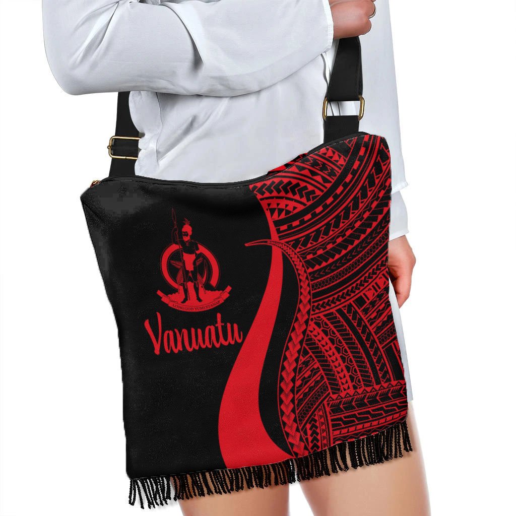 Vanuatu Boho Handbag - Red Polynesian Tentacle Tribal Pattern - Polynesian Pride
