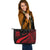 Tuvalu Custom Personalised Large Leather Tote Bag - Red Polynesian Tentacle Tribal Pattern - Polynesian Pride