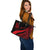 Tuvalu Custom Personalised Large Leather Tote Bag - Red Polynesian Tentacle Tribal Pattern - Polynesian Pride