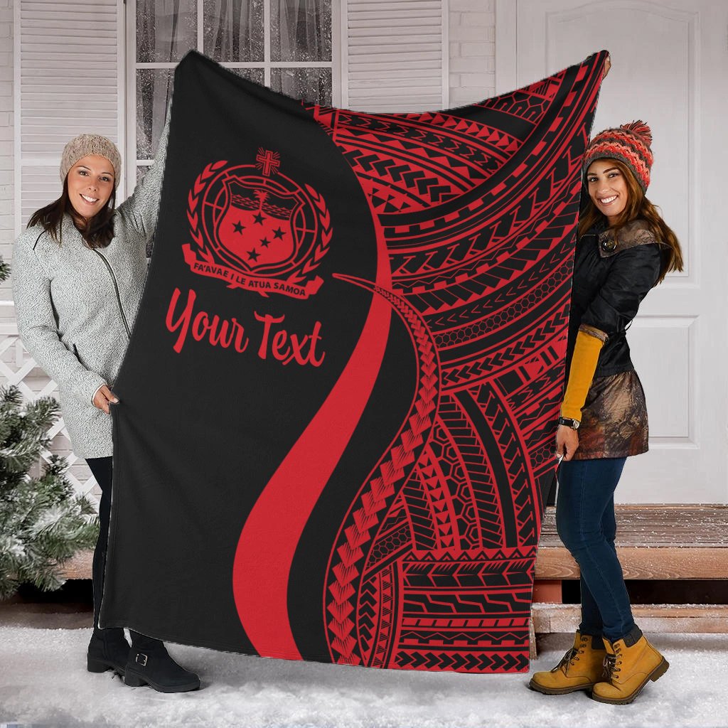 Samoa Custom Personalised Premium Blanket - Red Polynesian Tentacle Tribal Pattern White - Polynesian Pride