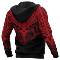 Maori Tattoo Zip Hoodie Hei Matau Abalone Red - Polynesian Pride
