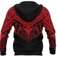 Maori Tattoo Zip Hoodie Hei Matau Abalone Red - Polynesian Pride