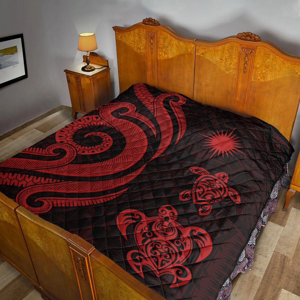 Marshall Islands Premium Quilt - Red Tentacle Turtle - Polynesian Pride