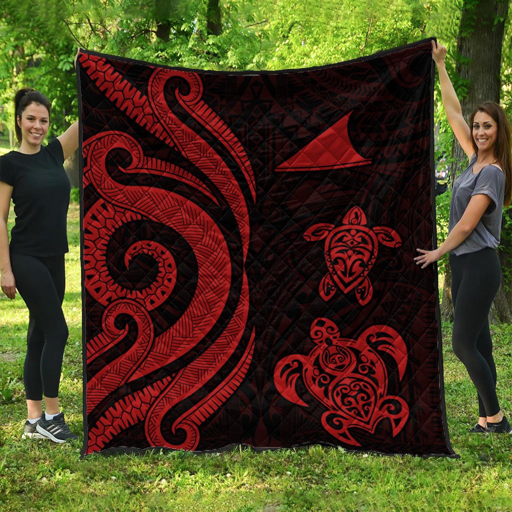 Tokelau Premium Quilt - Red Tentacle Turtle Red - Polynesian Pride