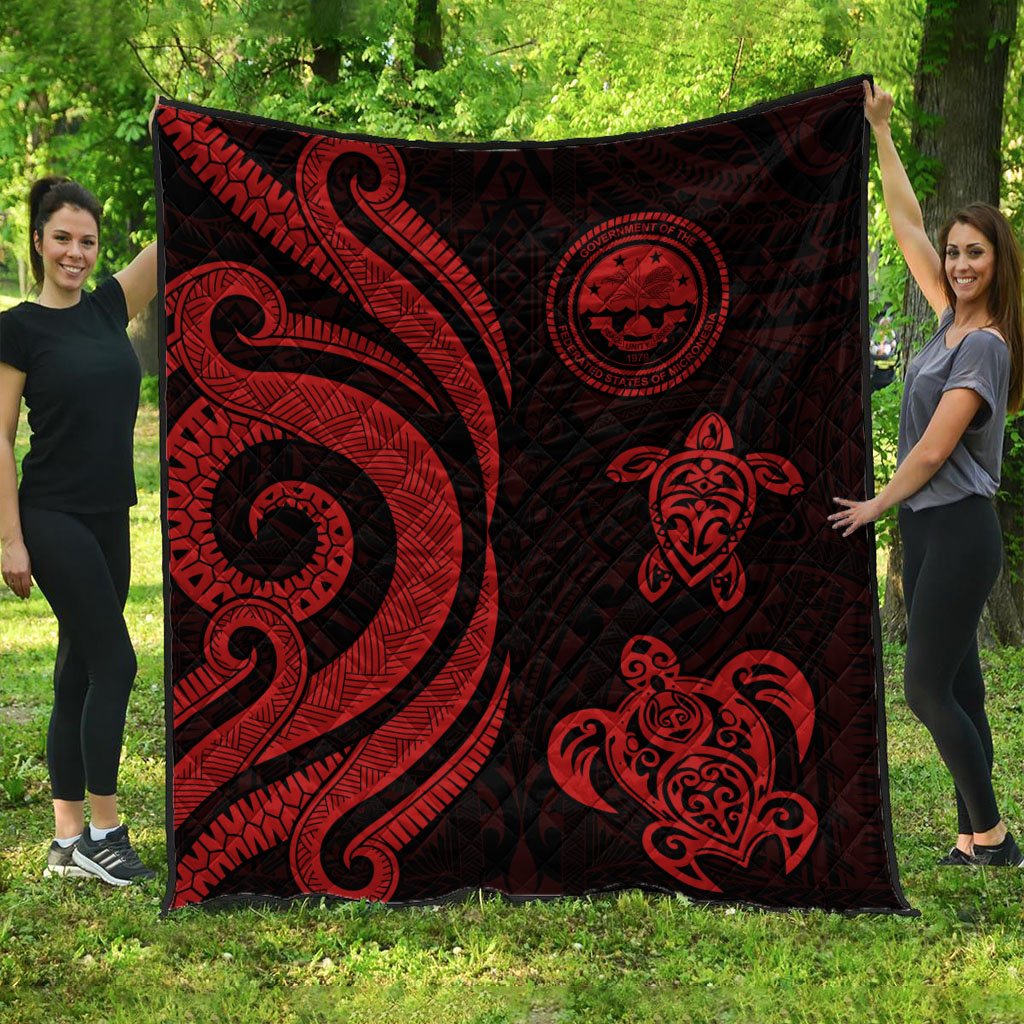 Federated States of Micronesia Premium Quilt - Red Tentacle Turtle Red - Polynesian Pride