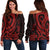 Niue Women's Off Shoulder Sweater - Red Tentacle Turtle Red - Polynesian Pride