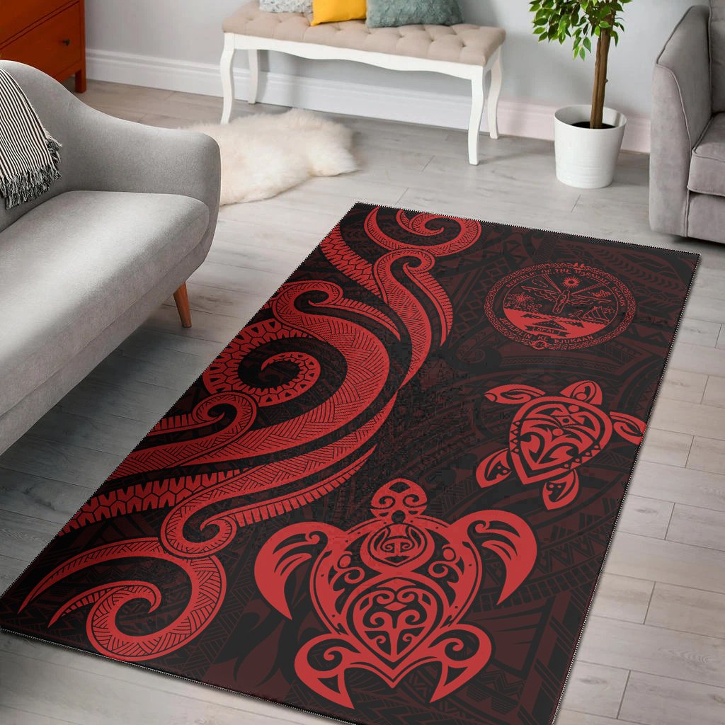 Marshall Islands Area Rug - Red Tentacle Turtle Crest Red - Polynesian Pride