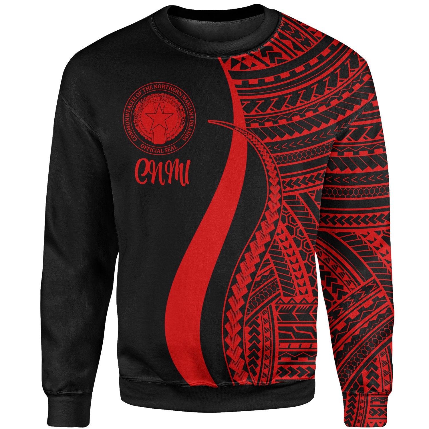 Northern Mariana Islands Sweatshirt - Red Polynesian Tentacle Tribal Pattern Unisex Red - Polynesian Pride