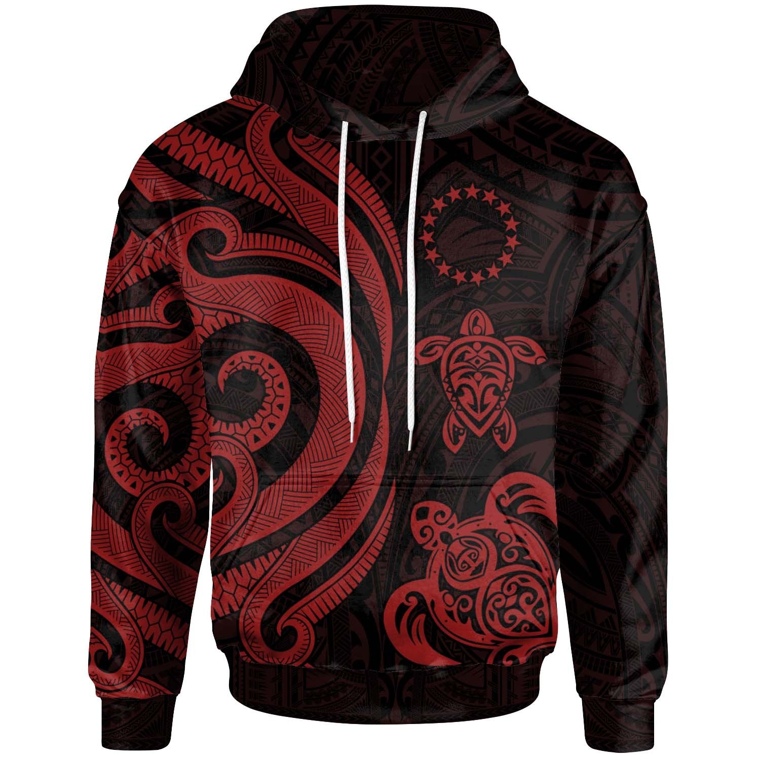 Cook Islands Hoodie Red Tentacle Turtle Unisex Red - Polynesian Pride