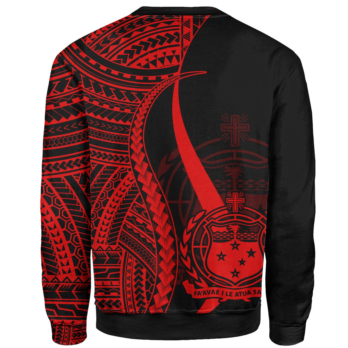 Samoa Sweatshirt - Red Polynesian Tentacle Tribal Pattern - Polynesian Pride