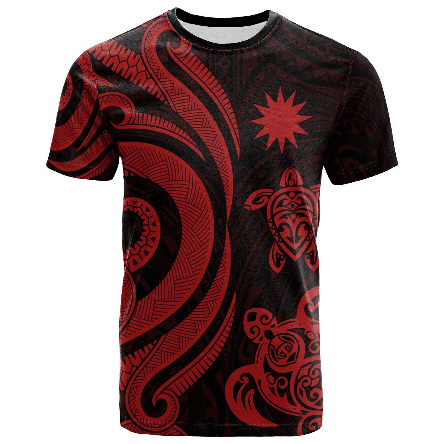 Nauru T Shirt Red Tentacle Turtle Unisex Red - Polynesian Pride