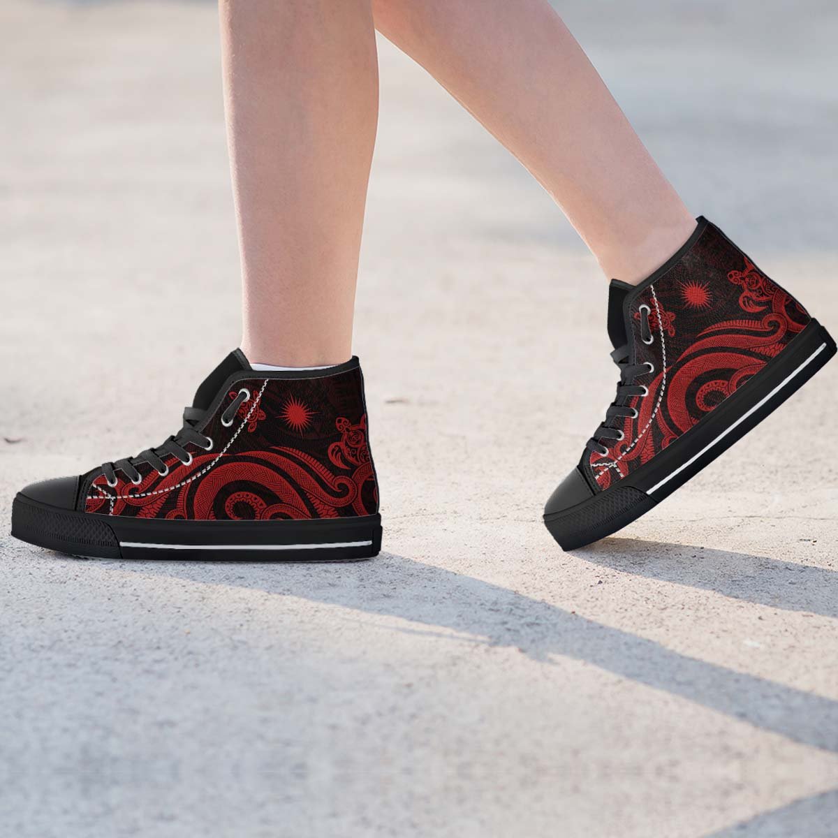 Marshall Islands High Top Shoes - Red Tentacle Turtle - Polynesian Pride