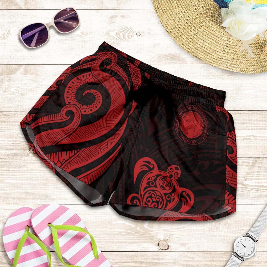 Northern Mariana Islands Women's Short - Red Tentacle Turtle Women Red - Polynesian Pride