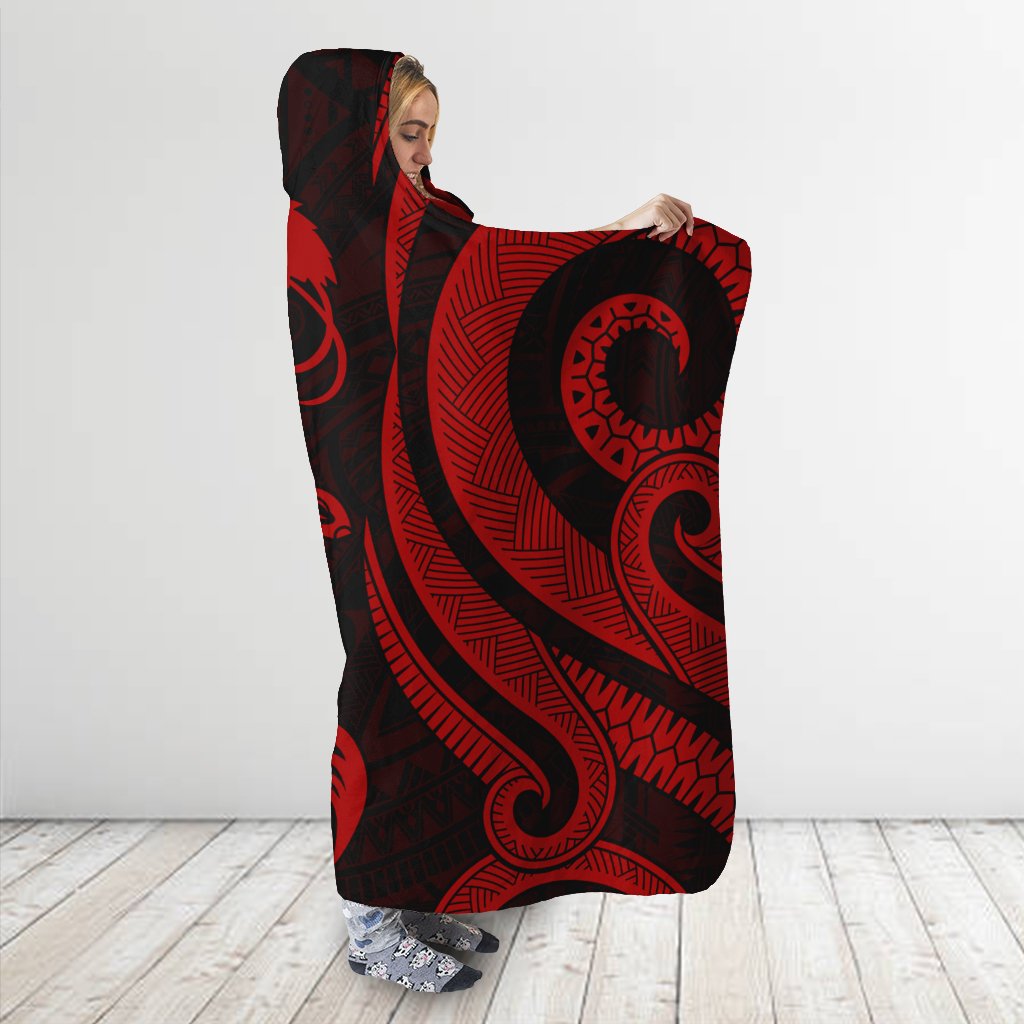 Papua New Guinea Hooded Blanket - Red Tentacle Turtle - Polynesian Pride