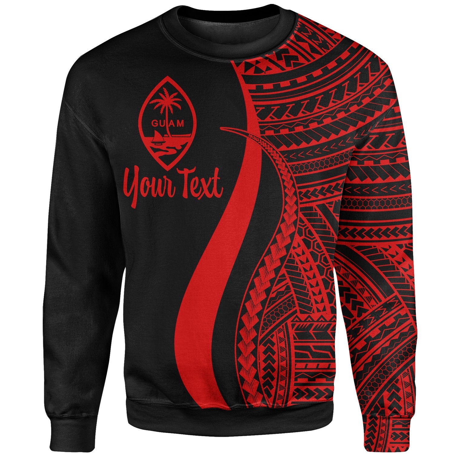 Guam Custom Personalised Sweatshirt - Red Polynesian Tentacle Tribal Pattern Unisex Red - Polynesian Pride