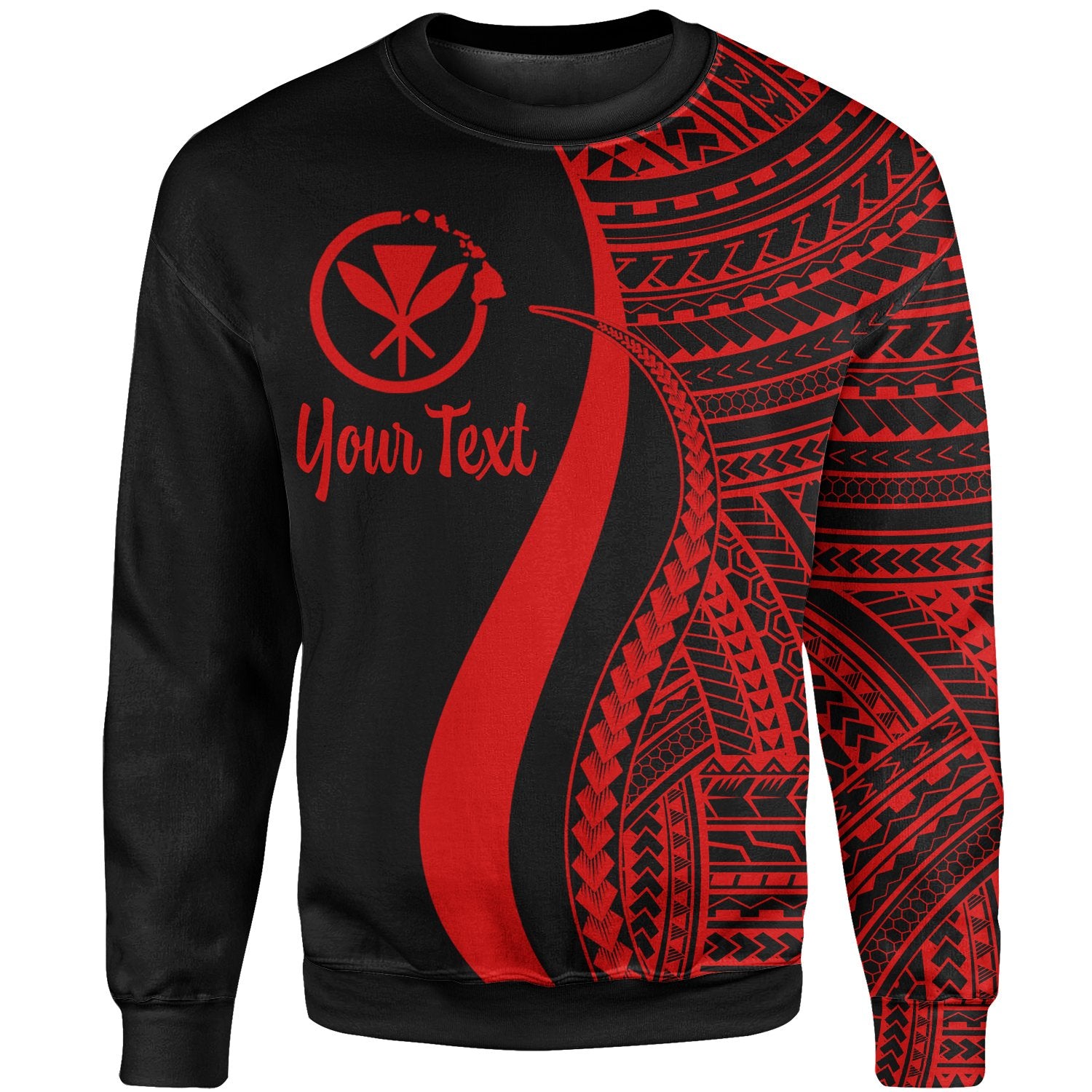 Hawaii Custom Personalised Sweatshirt - Red Polynesian Tentacle Tribal Pattern Unisex Red - Polynesian Pride